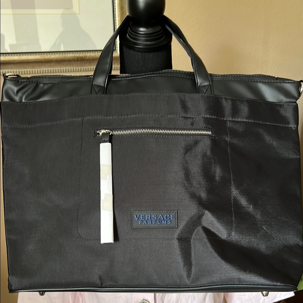 Versace Black Luggage Bag with Sleek Design